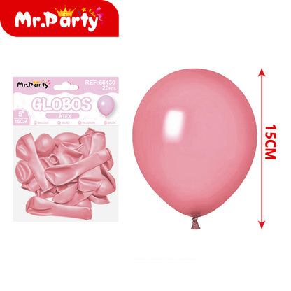 Globos de Látex 5” (15 cm) – Con 20 Globos | Mr. Party Mayoreo Paquete 12 pzas
