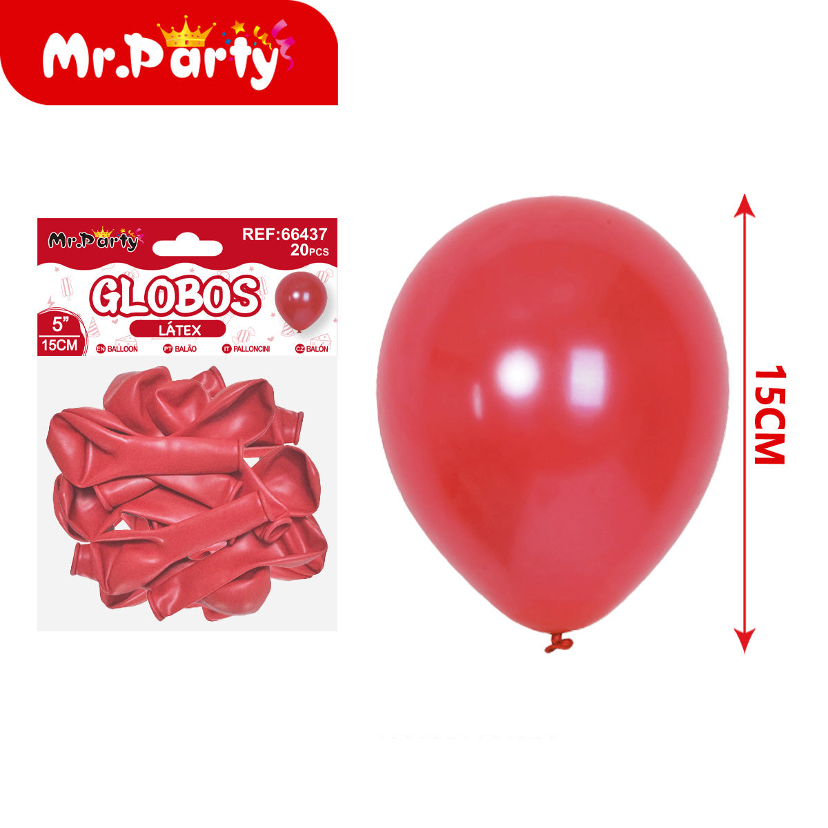 Globos de Látex 5” (15 cm) – Con 20 globos | Mr. Party Brillosos Mayoreo 12 pzas