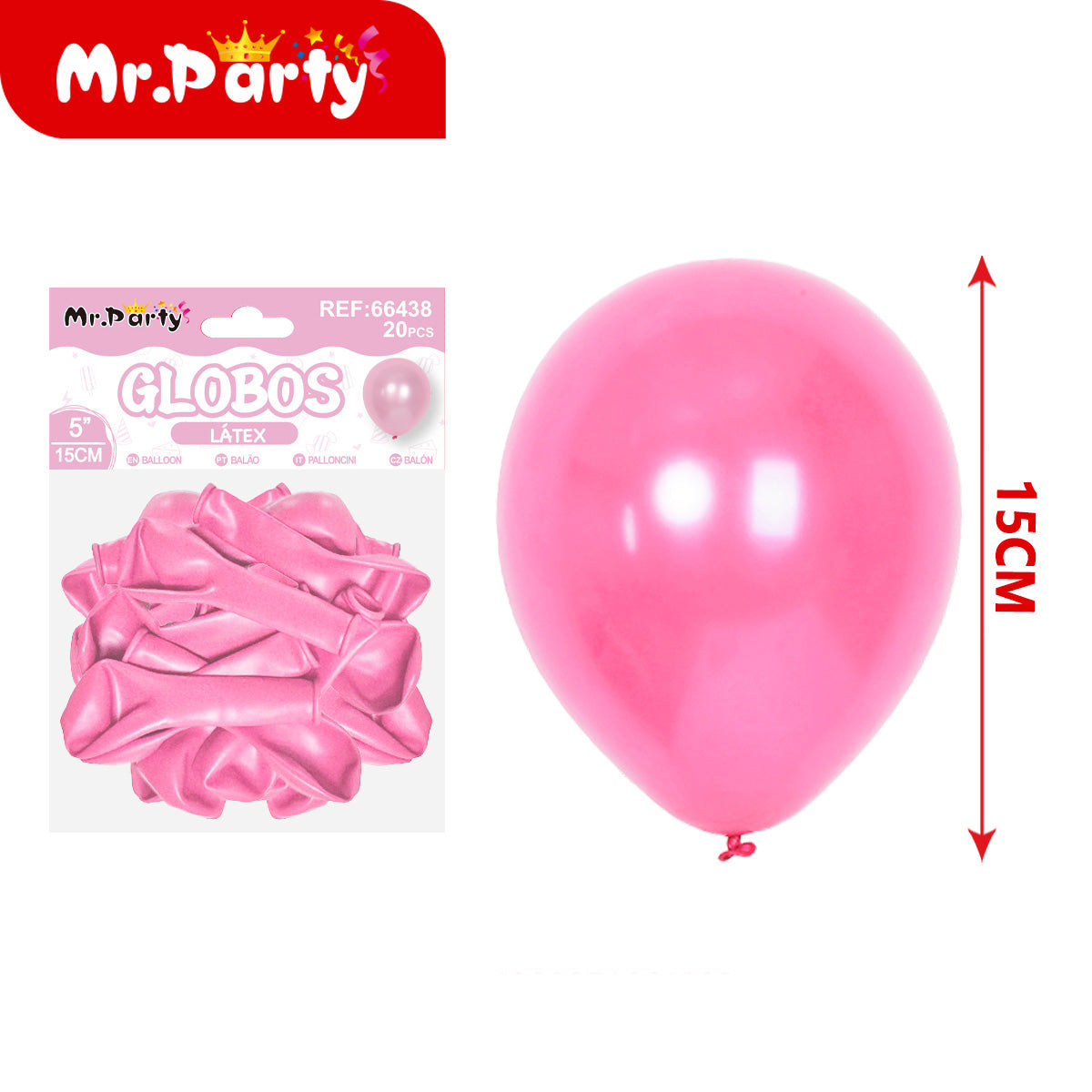 Globos de Látex 5” (15 cm) – con 20 globos | Mr. Party Brillosos