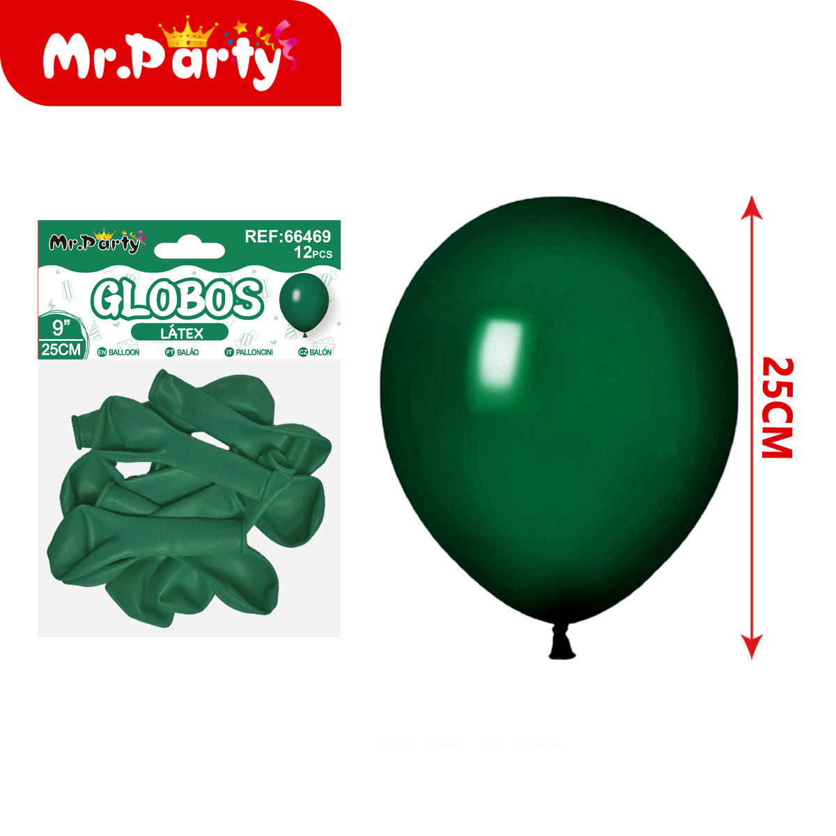 Globos de Látex 9” (25 cm) – Con 12 Globos | Mr. Party- Mayoreo 12pzas