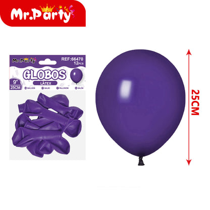 Globos de Látex 9” (25 cm) – Con 12 Globos | Mr. Party- Mayoreo 12pzas