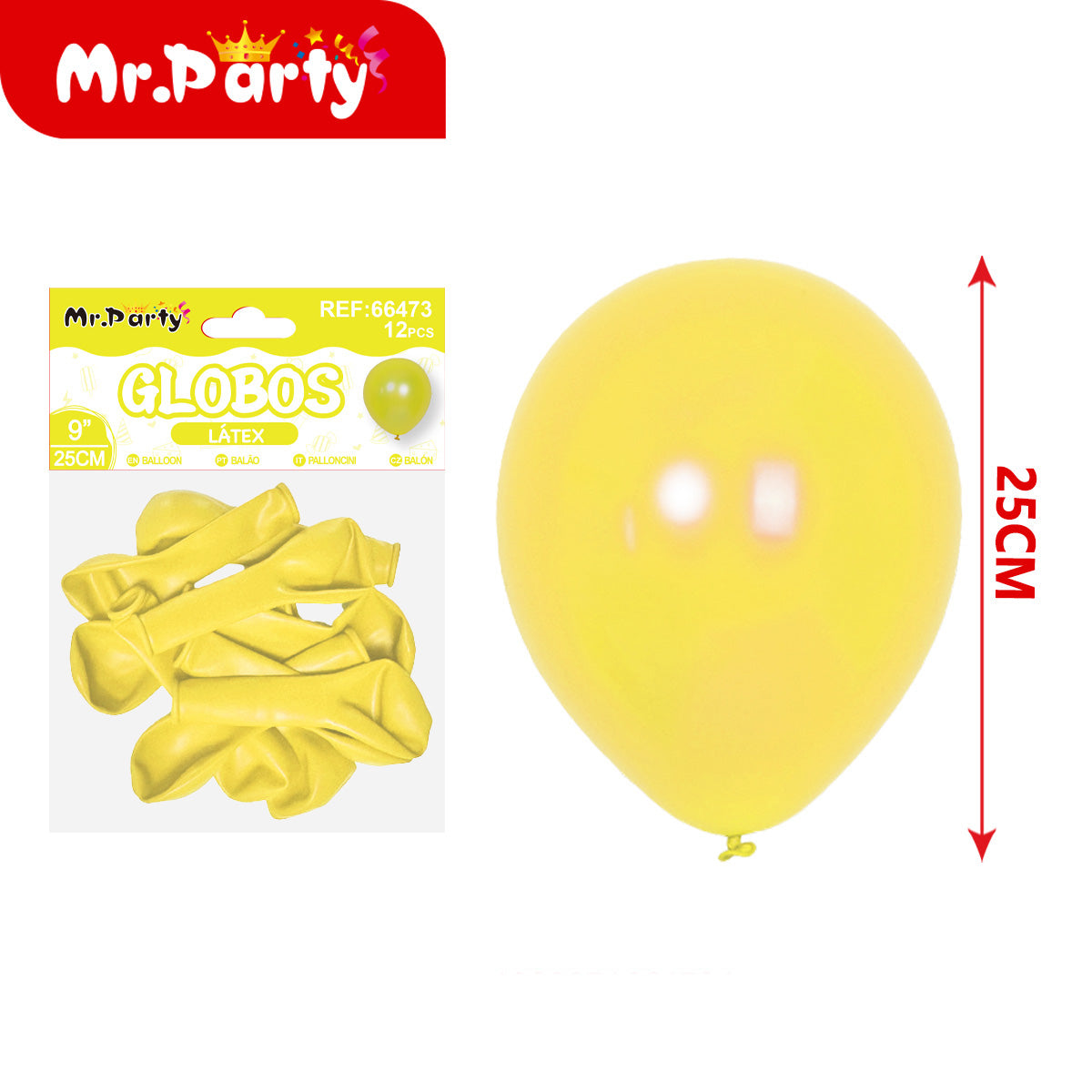 Globos de Látex 9” (25 cm) – Con 12 globos | Mr. Party Brillosos