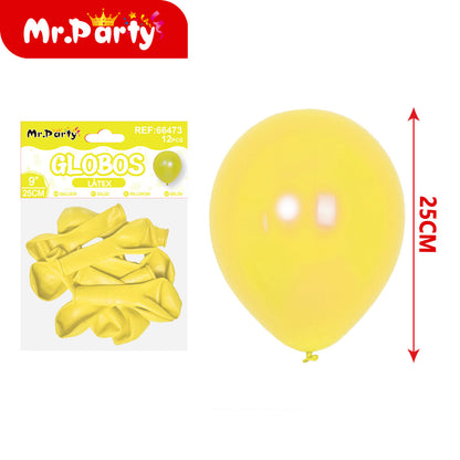 Globos de Látex 9” (25 cm) – Con 12 globos | Mr. Party Brillosos