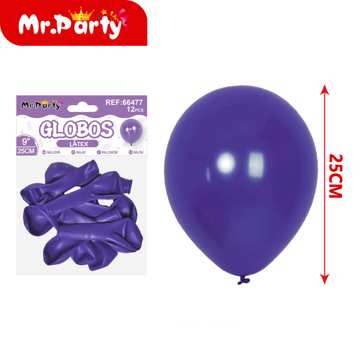 Globos de Látex 9” (25 cm) – Con 12 globos | Mr. Party Brillosos