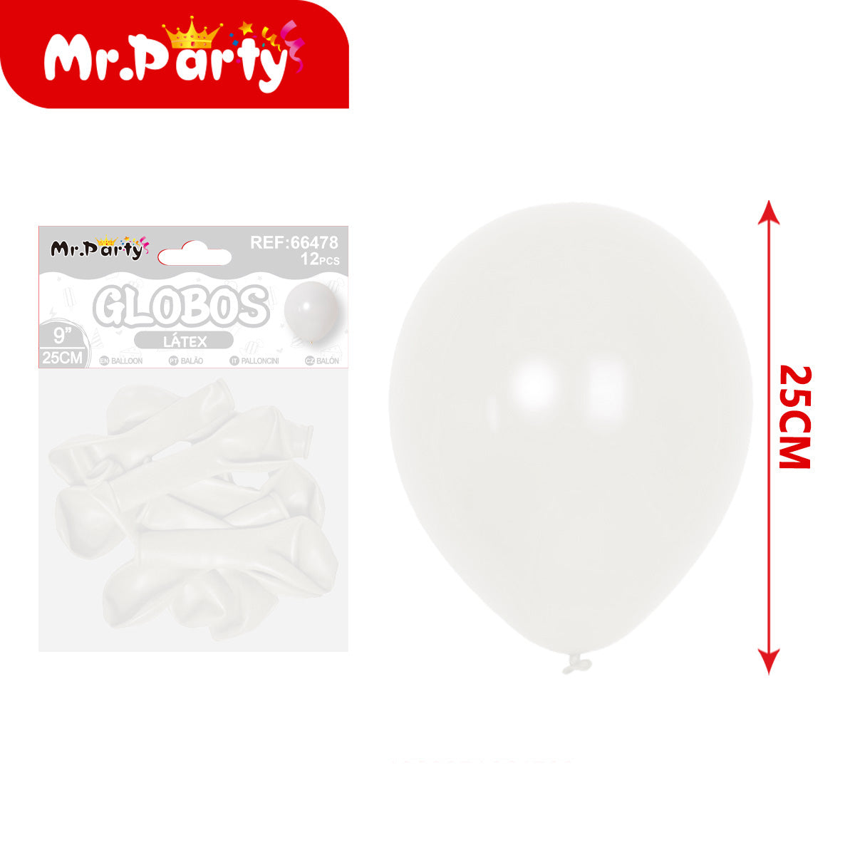 Globos de Látex 9” (25 cm) – Con 12 globos | Mr. Party Brillosos - Mayoreo 12pzas