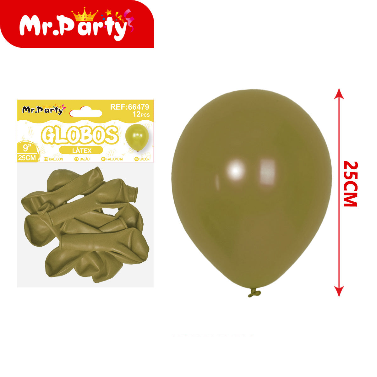 Globos de Látex 9” (25 cm) – Con 12 globos | Mr. Party Brillosos - Mayoreo 12pzas