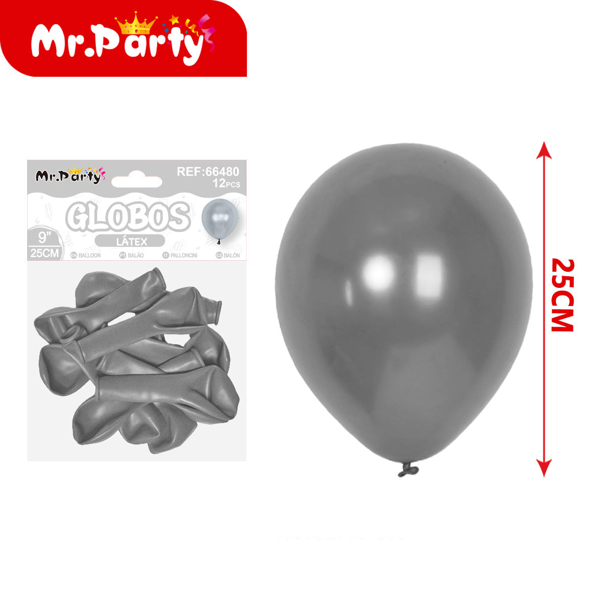 Globos de Látex 9” (25 cm) – Con 12 globos | Mr. Party Brillosos