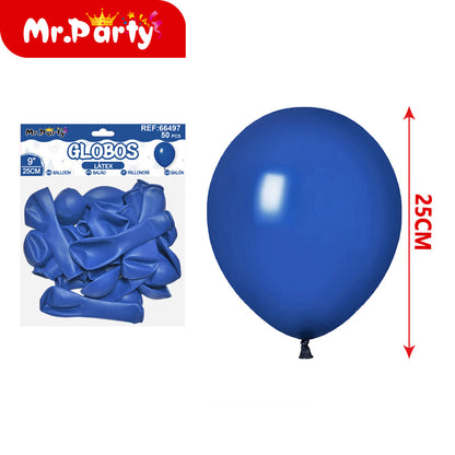 Globos de Látex 9” (25 cm) – Con 50 Globos| Mr. Party - Mayoreo 12pzas