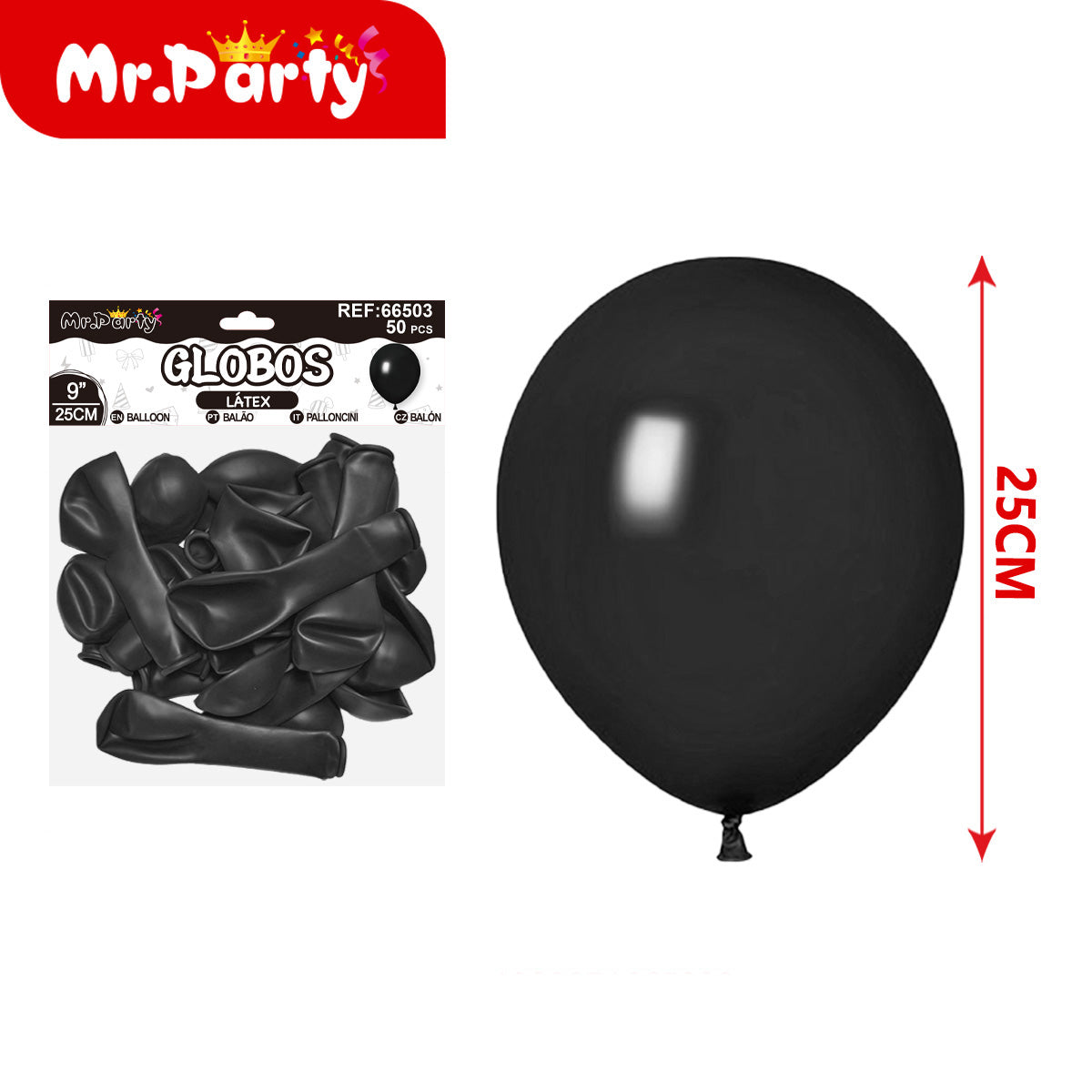 Globos de Látex 9” (25 cm) – Con 50 Globos| Mr. Party - Mayoreo 12pzas