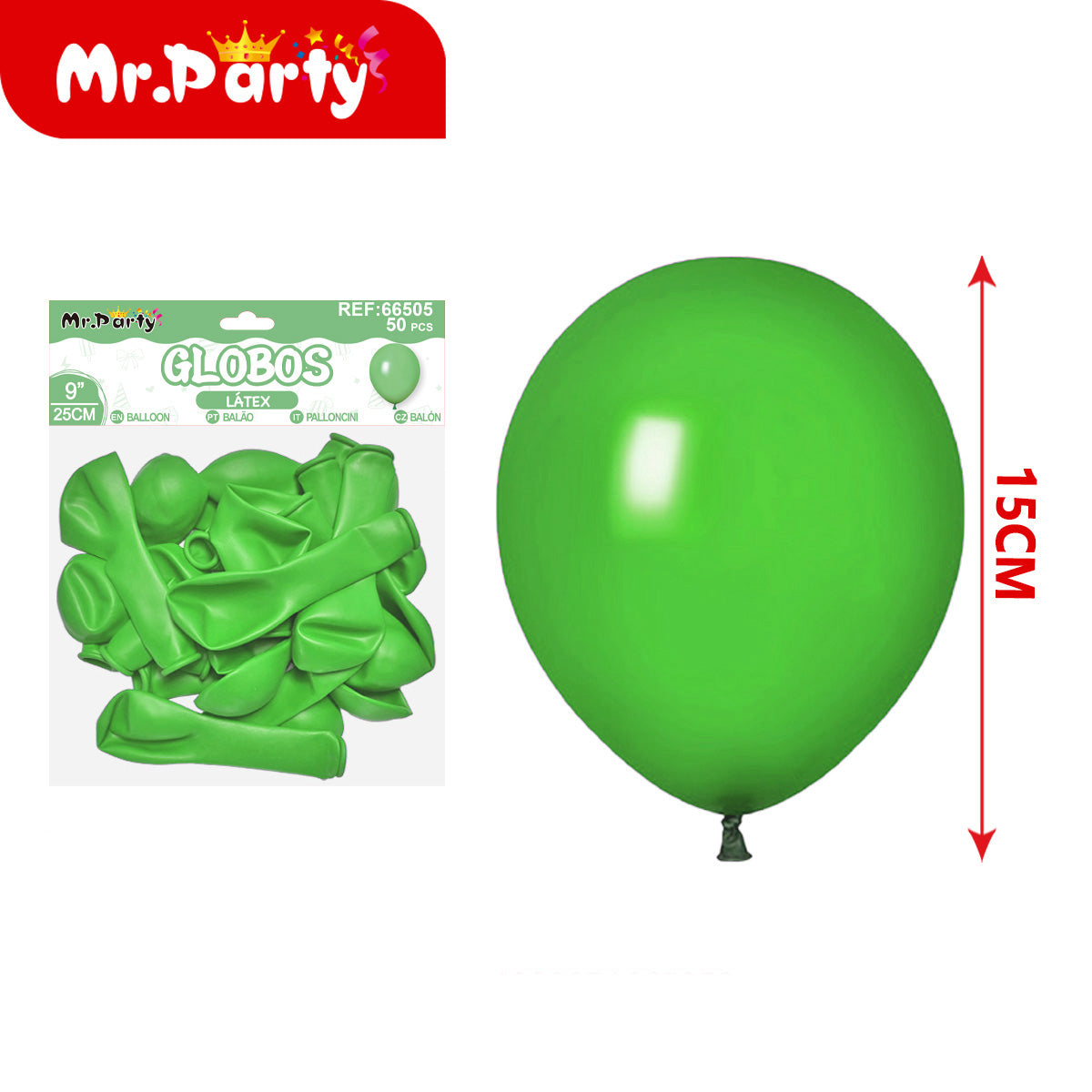 Globos de Látex 9” (25 cm) – Con 50 Globos| Mr. Party - Mayoreo 12pzas