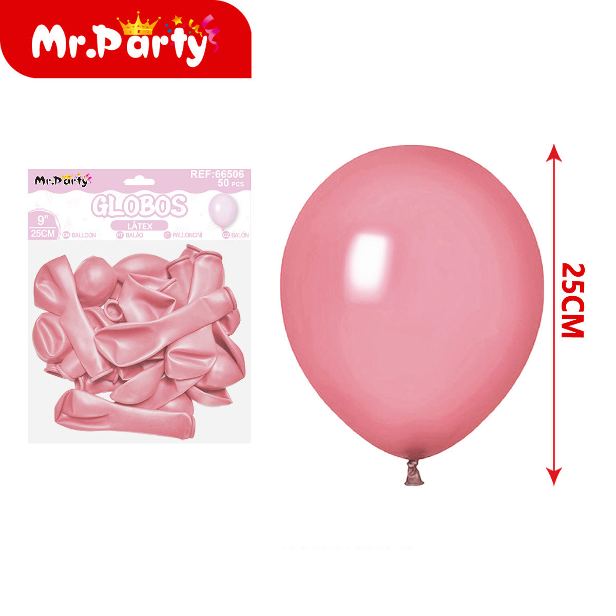 Globos de Látex 9” (25 cm) – Con 50 Globos| Mr. Party - Mayoreo 12pzas