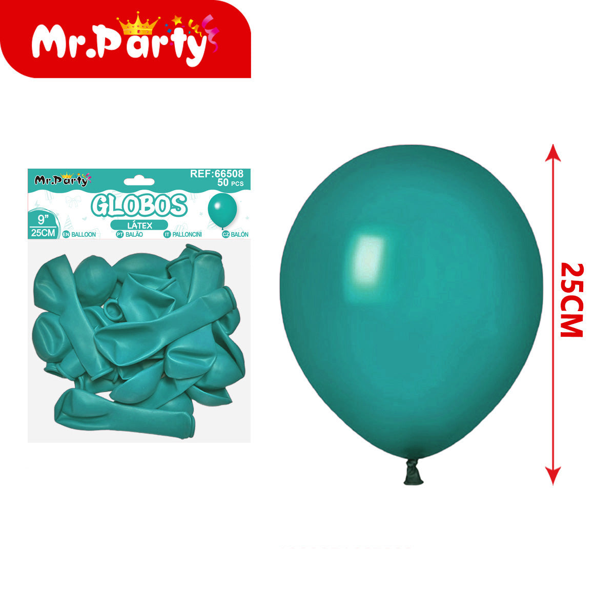 Globos de Látex 9” (25 cm) – Con 50 Globos| Mr. Party - Mayoreo 12pzas