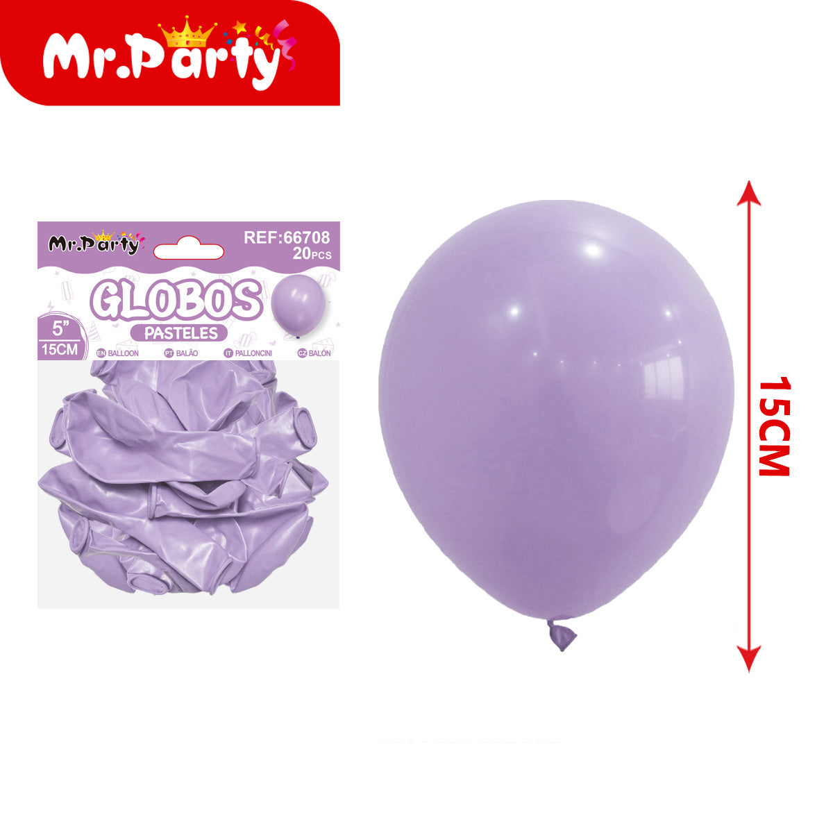 Globos Pastel 5” (15cm) Mr. Party | Paquete 20 pzas | Decoración para Arcos y Guirnaldas