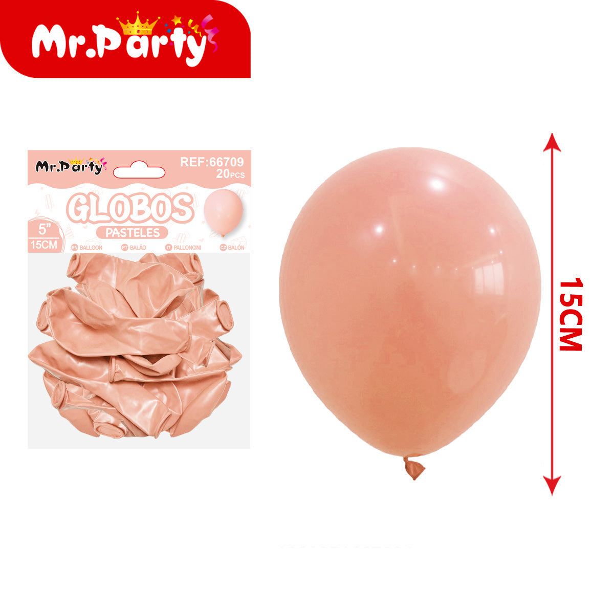 Globos Pastel 5” (15cm) Mr. Party | Paquete 20 pzas | Decoración para Arcos y Guirnaldas