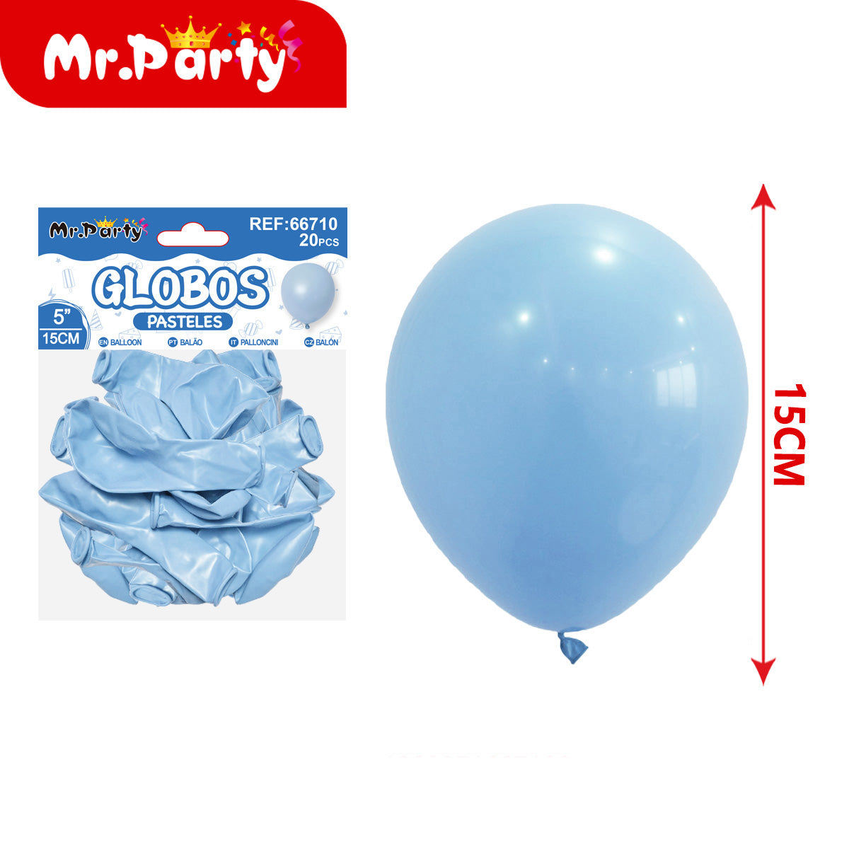 Globos Pastel 5” (15cm) Mr. Party | Paquete 20 pzas | Decoración para Arcos y Guirnaldas