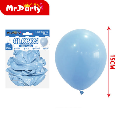 Globos Pastel 5” (15cm) Mr. Party | Paquete 20 pzas | Decoración para Arcos y Guirnaldas- Mayoreo 12 pzas