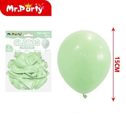 Globos Pastel 5” (15cm) Mr. Party | Paquete 20 pzas | Decoración para Arcos y Guirnaldas