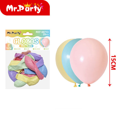 Globos Pastel 5” (15cm) Mr. Party | Paquete 20 pzas | Decoración para Arcos y Guirnaldas