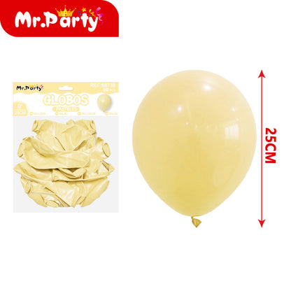 🎈 Globos de Látex Pastel 9” (25 cm) |Con 50 globos | Mr. Party
