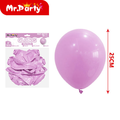 🎈 Globos de Látex Pastel 9” (25 cm) |Con 50 globos | Mr. Party