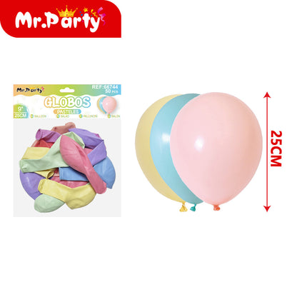 🎈 Globos de Látex Pastel 9” (25 cm) |Con 50 globos | Mr. Party