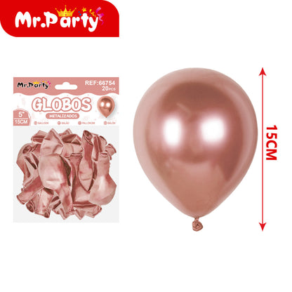 ✨ Globos de Látex Metalizados 5” (15 cm) | Con 20 globos | Mr. Party