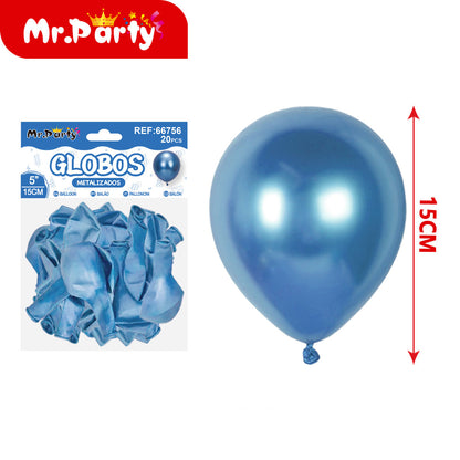 ✨ Globos de Látex Metalizados 5” (15 cm) | Con 20 globos | Mr. Party