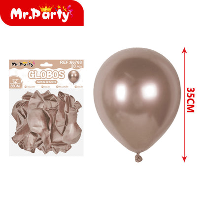 ✨ Globos de Látex Metalizados 12” (35 cm) | Con 20 Globos | Mr. Party