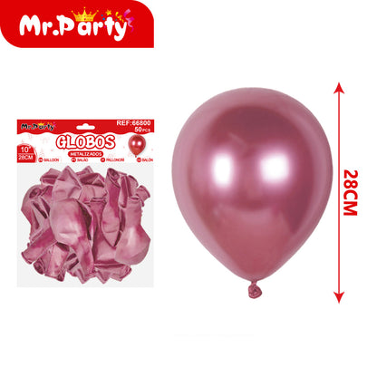 🎈✨ Globos Metalizados 10” (28cm) Mr. Party | Látex con 20 pzas