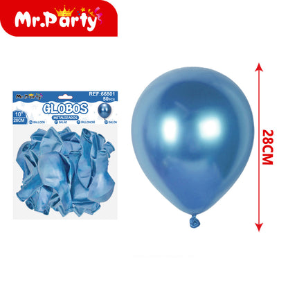 🎈✨ Globos Metalizados 10” (28cm) Mr. Party | Látex con 20 pzas