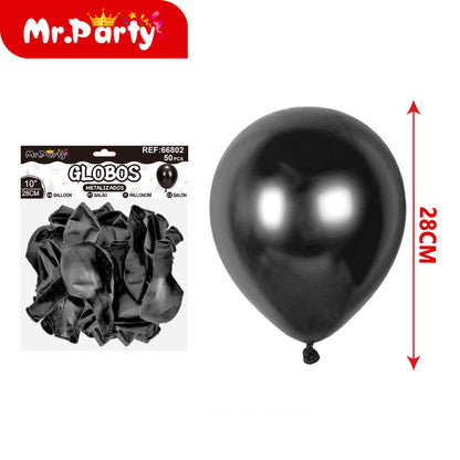 🎈✨ Globos Metalizados 10” (28cm) Mr. Party | Látex con 20 pzas