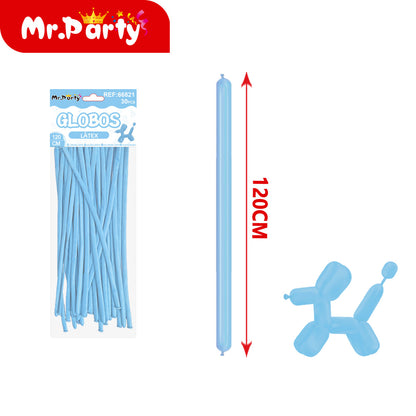 🎈 Globos Largos para Figuras 120 cm | Globos Salchicha de Látex (Paquete 30 pzas) | Mr. Party