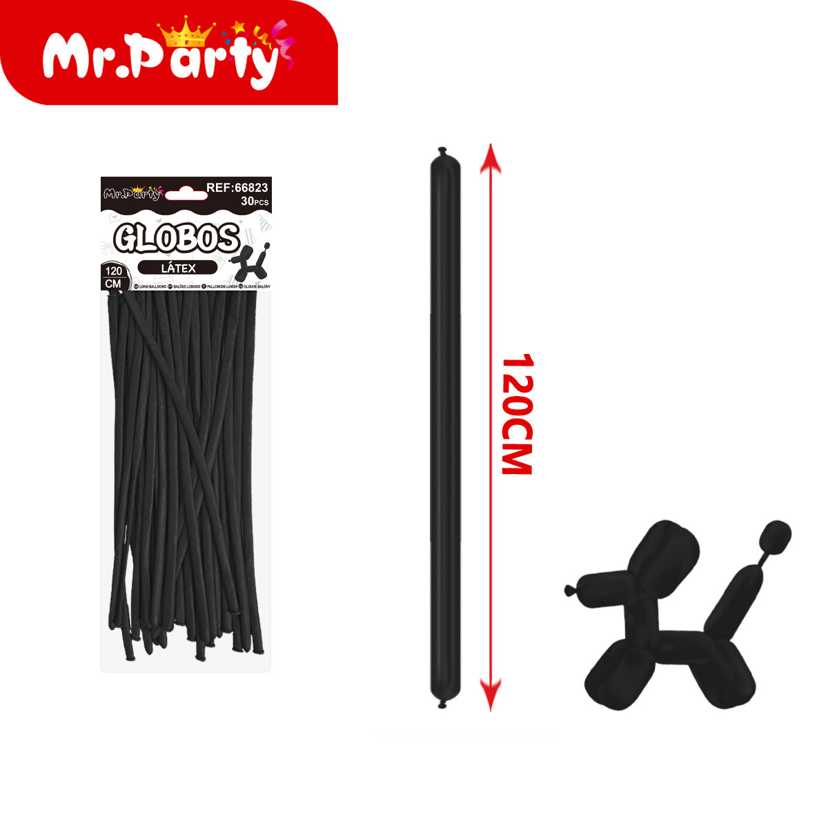 🎈 Globos Largos para Figuras 120 cm | Globos Salchicha de Látex (Paquete 30 pzas) | Mr. Party
