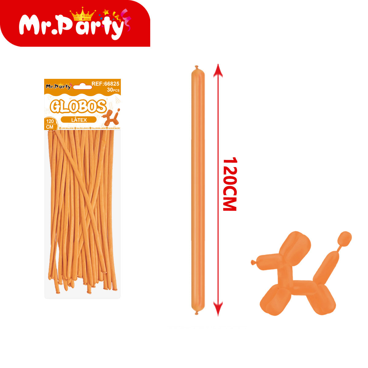 🎈 Globos Largos para Figuras 120 cm | Globos Salchicha de Látex (Paquete 30 pzas) | Mr. Party- Mayoreo 12pzas