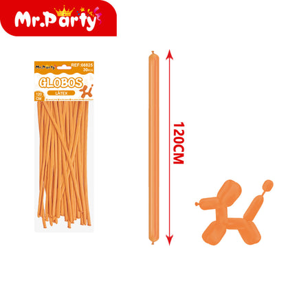 🎈 Globos Largos para Figuras 120 cm | Globos Salchicha de Látex (Paquete 30 pzas) | Mr. Party- Mayoreo 12pzas