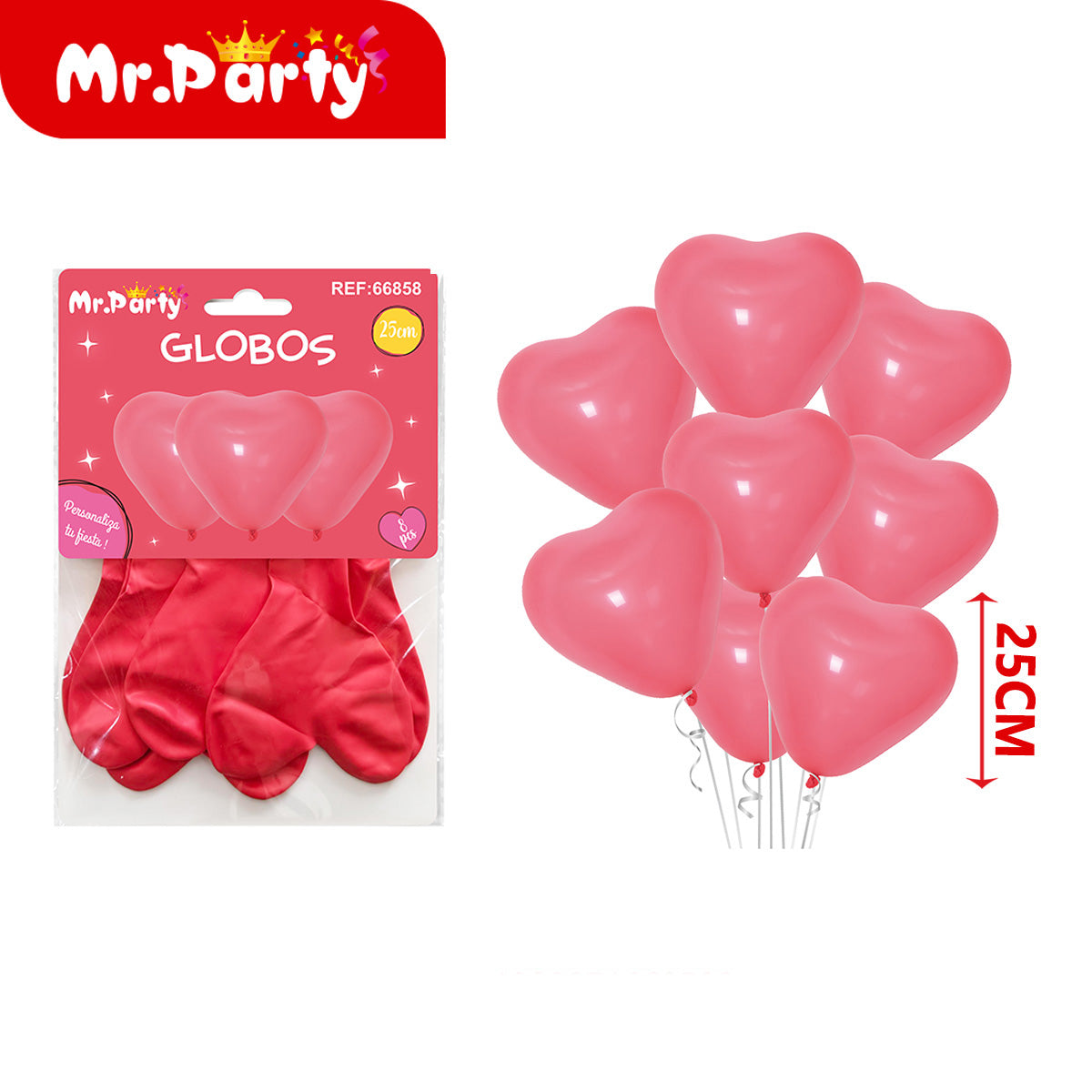 🎈 Globos Corazón 25 cm (8 pzas) | Latex Premium para Decoración de Fiesta 💖