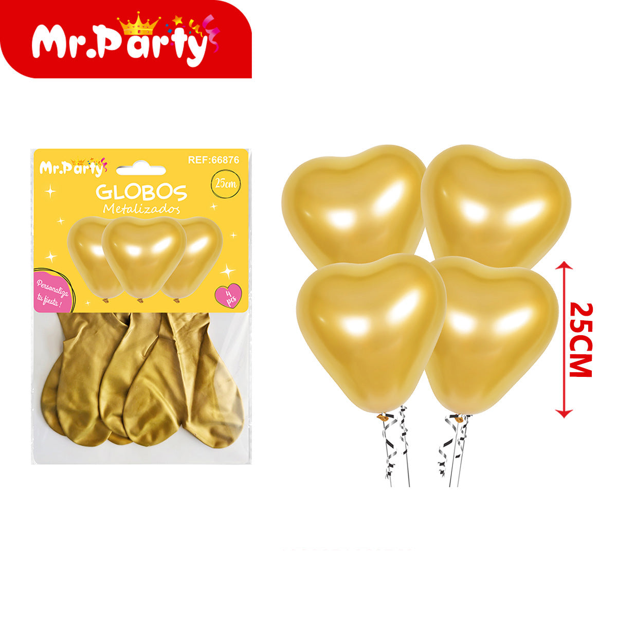 🎈 Globos Corazón 25cm Latex | Lisos y Metalizados | Colores Surtidos | Mr. Party 💖