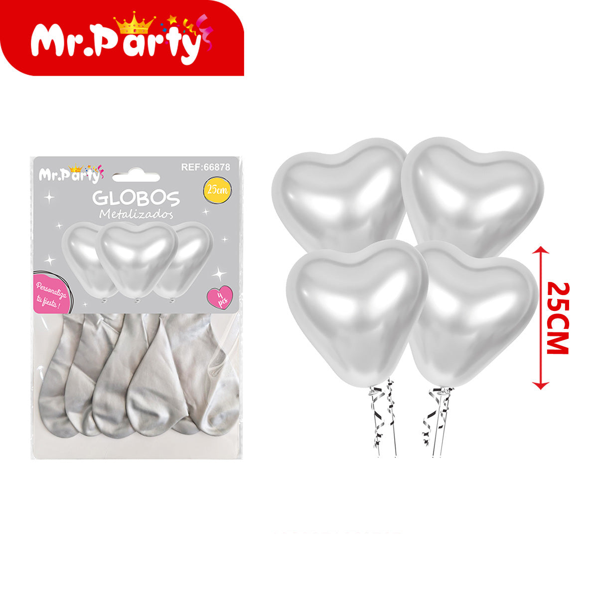🎈 Globos Corazón 25cm Latex | Lisos y Metalizados | Colores Surtidos | Mr. Party 💖