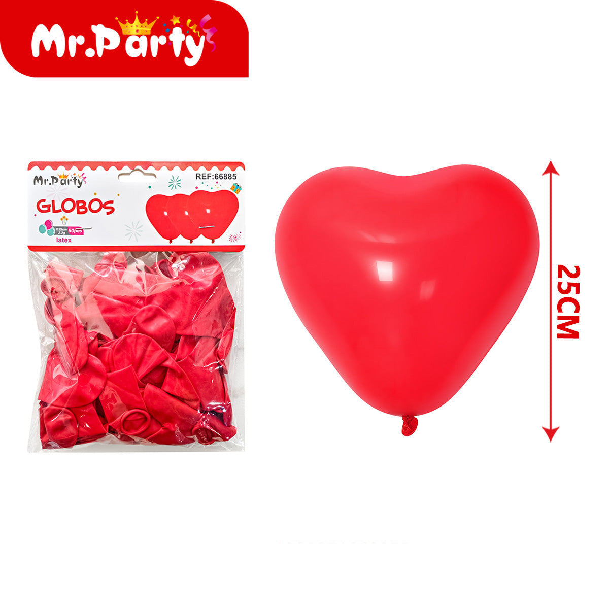 🎈 Globos Corazón 25cm Latex | Lisos y Metalizados | Colores Surtidos | Mr. Party 💖- Mayoreo 12 pzas