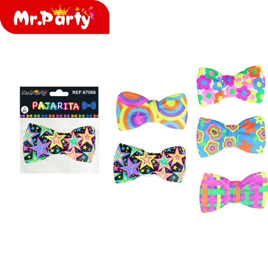 Pajarita estampada fluorescente de 18 cm colores variados (12paquetes)