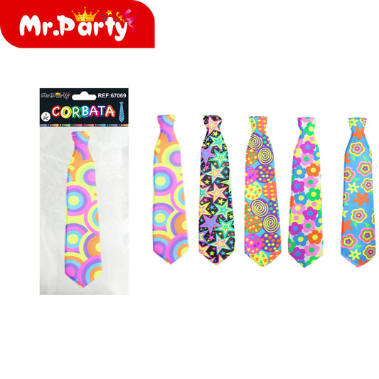 Corbata con estampado fluorescente de 43 cm colores variados (12paquetes)
