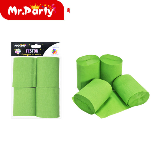 Rollo arrugado de color solido 100 cm x 6 cm 4 piezases verd (12paquetes)
