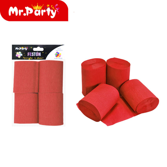 Rollo de papel arrugado de color solido 100 cm x 6 cm 4 piez (12paquetes)