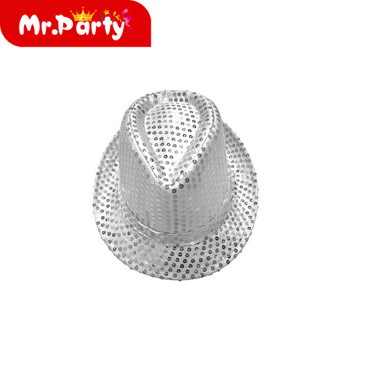 Sombrero de lentejuelas plateado (12paquetes)