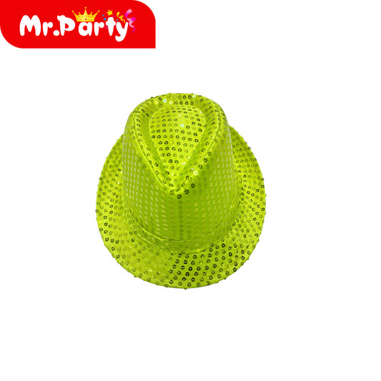 Sombrero de lentejuelas amarillo fluorescente (12paquetes)
