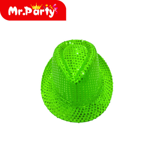 Sombrero con lentejuelas verde (12paquetes)