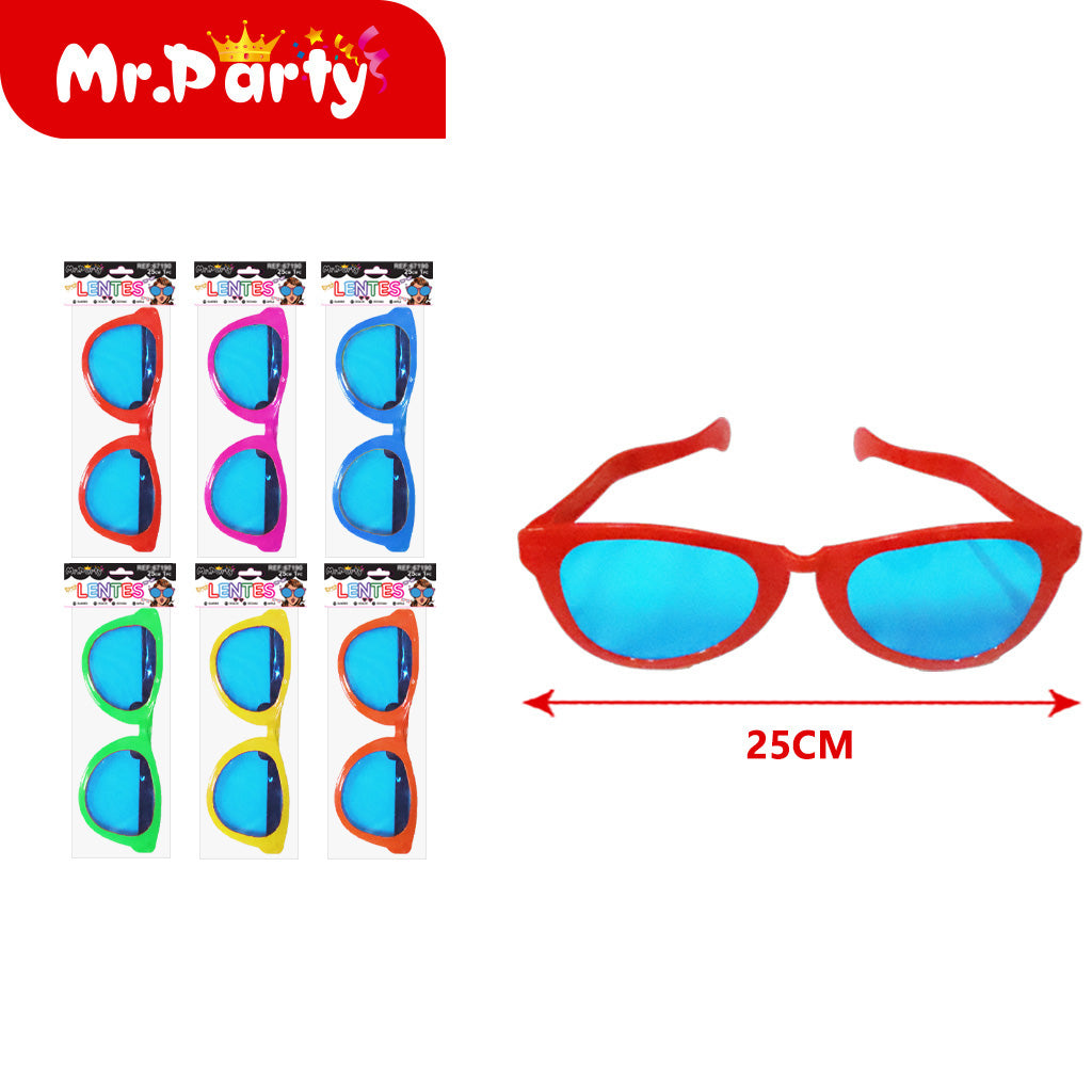 Lentes Gigantes Divertidos 25 cm para Fiesta | Accesorio Foto Booth | Varios Diseños y Colores 1 pza (Color aleatorio)