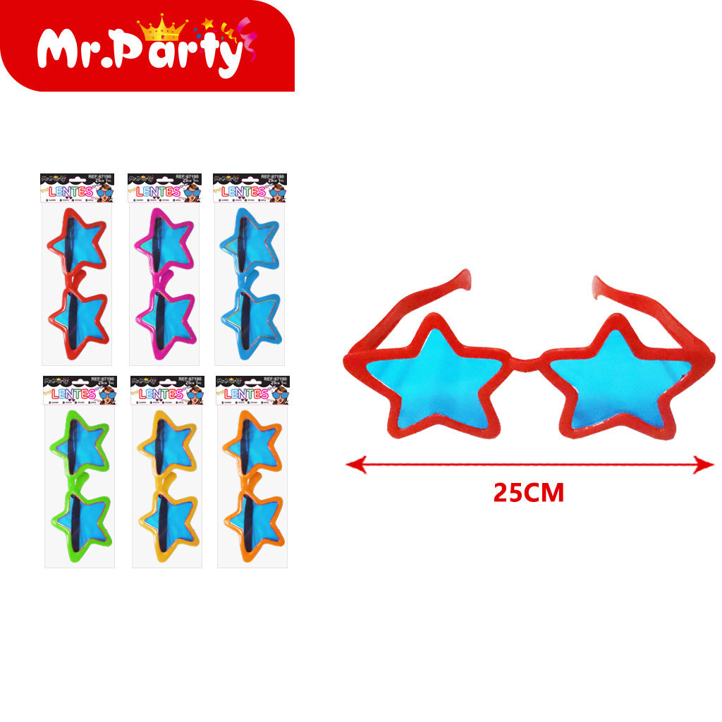 Lentes Gigantes Divertidos 25 cm para Fiesta | Accesorio Foto Booth | Varios Diseños y Colores 1 pza (Color aleatorio) - Mayoreo 12 pzas