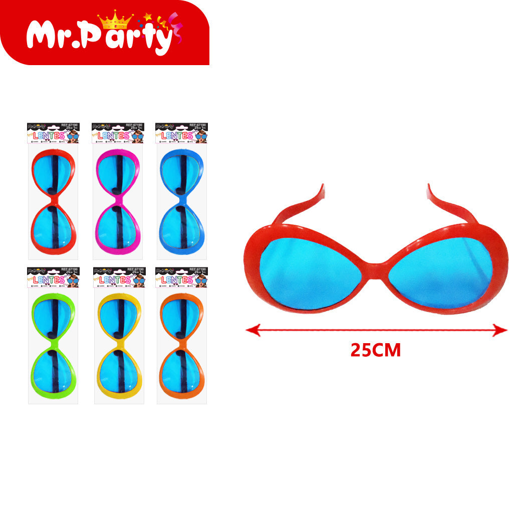 Lentes Gigantes Divertidos 25 cm para Fiesta | Accesorio Foto Booth | Varios Diseños y Colores 1 pza (Color aleatorio) - Mayoreo 12 pzas