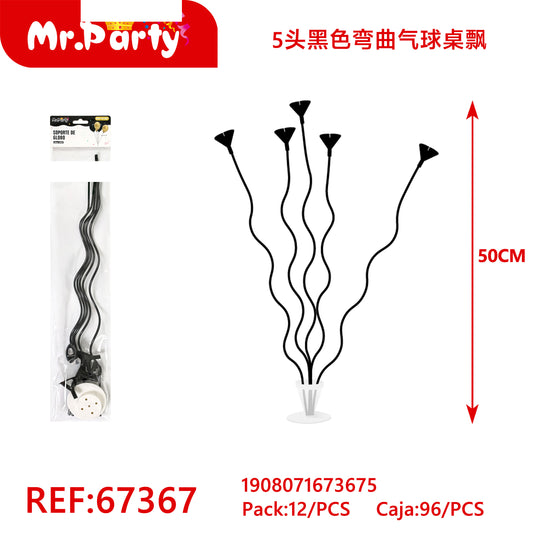 5 globos negros curvos de 50 cm para mesa (12paquetes)